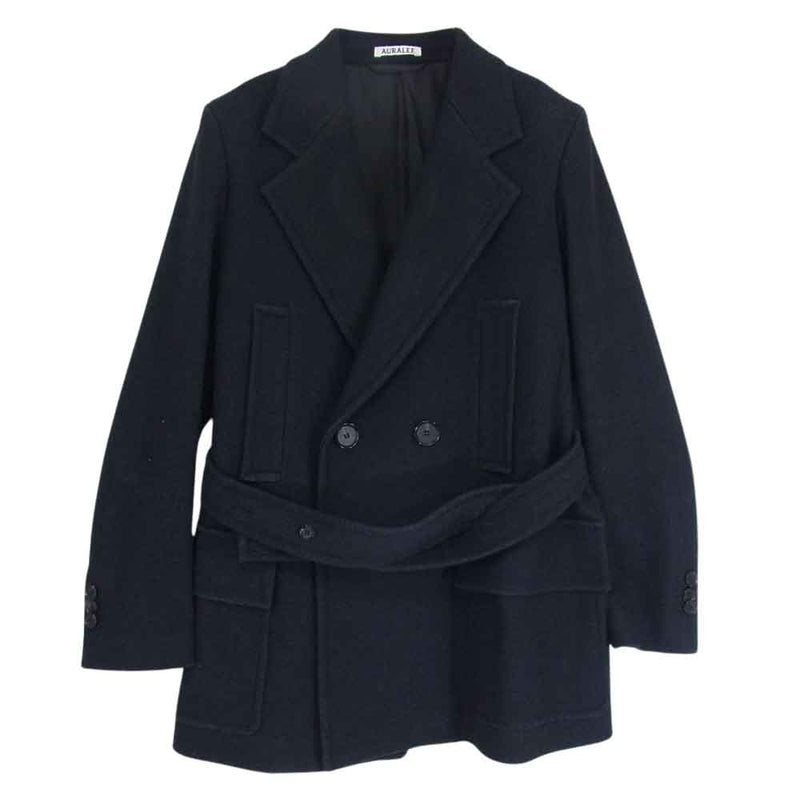 AURALEE オーラリー 19AW A9AJ05SN WOOL SILK MELTON HALF COAT ウール シルク メルトン ハーフコート ブラック系【中古】