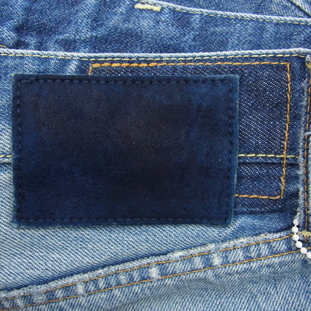 VISVIM ビズビム 20SS 0120105005028 SOCIAL SCULPTURE 03 DAMAGED-23 ダメージ加工 レザーパッチ ソーシャルスカルプチャー デニムパンツ ジーンズ W32 L30 インディゴブルー系 W32/L30【中古】