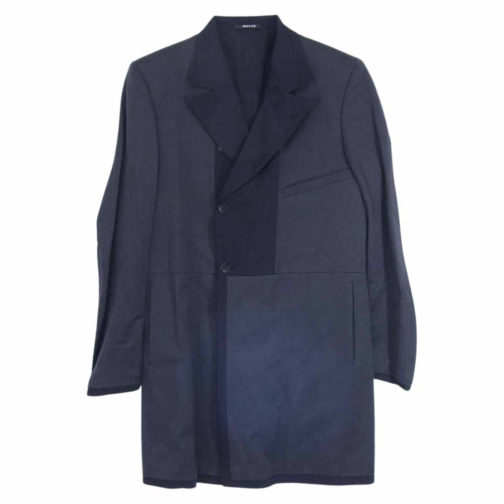 MAISON MARTIN MARGIELA メゾンマルタンマルジェラ 14SS S30AA0055 14ライン REPLICA レプリカ インサイドアウト フロック ダブル ピークドラペル コート ネイビー系 48【中古】