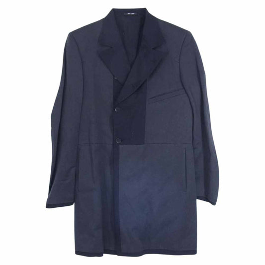 MAISON MARTIN MARGIELA メゾンマルタンマルジェラ 14SS S30AA0055 14ライン REPLICA レプリカ インサイドアウト フロック ダブル ピークドラペル コート ネイビー系 48【中古】