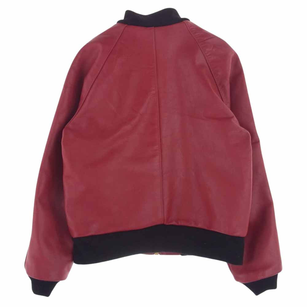 VANSON バンソン TJP CASTROL GTX ワッペン ライダース レザー ブルゾン レッド系 38【中古】