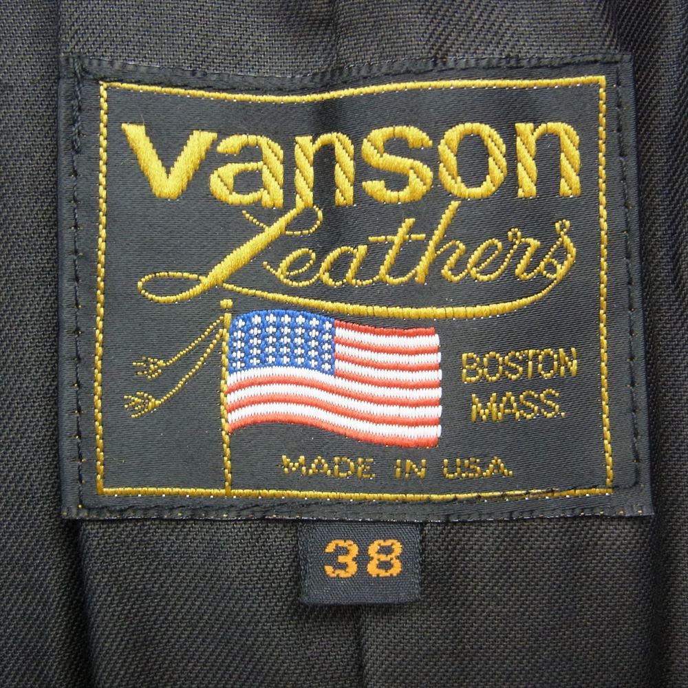 VANSON バンソン TJP CASTROL GTX ワッペン ライダース レザー ブルゾン レッド系 38【中古】