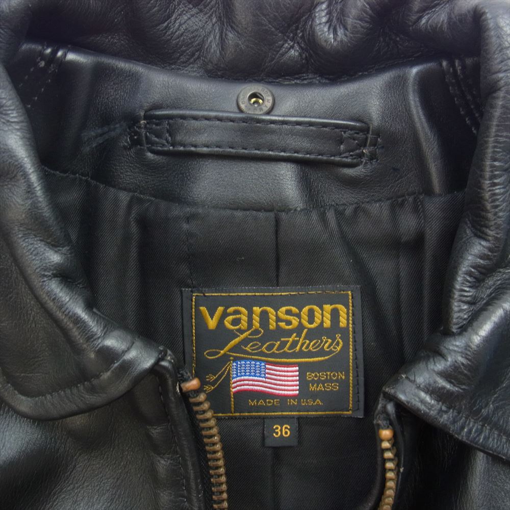VANSON バンソン ENF ENFIELD エンフィールド シングル ライダース ブラック系 36【中古】