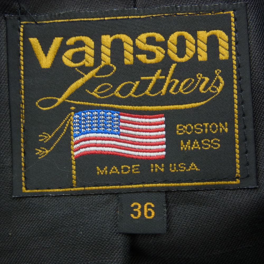 VANSON バンソン ENF ENFIELD エンフィールド シングル ライダース ブラック系 36【中古】