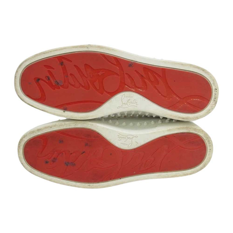 Christian Louboutin クリスチャンルブタン 3130444 PIK BOAT FLAT CALF GG スタッズ スパイク レザー スリッポン スニーカー ホワイト系 41【中古】