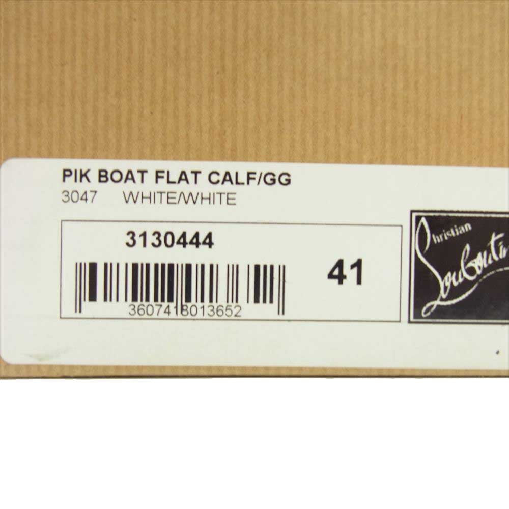 Christian Louboutin クリスチャンルブタン 3130444 PIK BOAT FLAT CALF GG スタッズ スパイク レザー スリッポン スニーカー ホワイト系 41【中古】