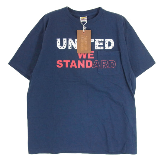 STANDARD CALIFORNIA スタンダードカリフォルニア SD UNITED WE STANDARD T ユナイテッド スタンダード プリント 半袖 Tシャツ ネイビー系 L【美品】【中古】