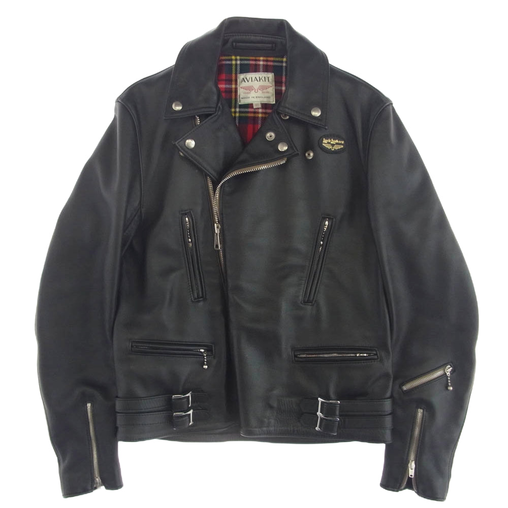 Lewis Leathers ルイスレザー CYCLONE サイクロン タイトフィット カウレザー ダブル ライダース ジャケット ブラック系 40【中古】