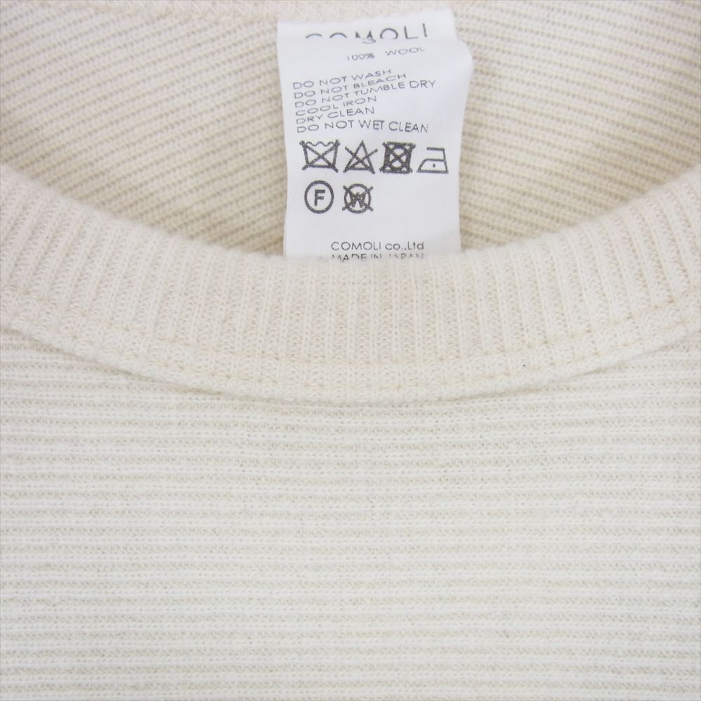 COMOLI コモリ 22AW W03-05011 ウール フットボール 長袖 Tシャツ  オフホワイト系 3【中古】