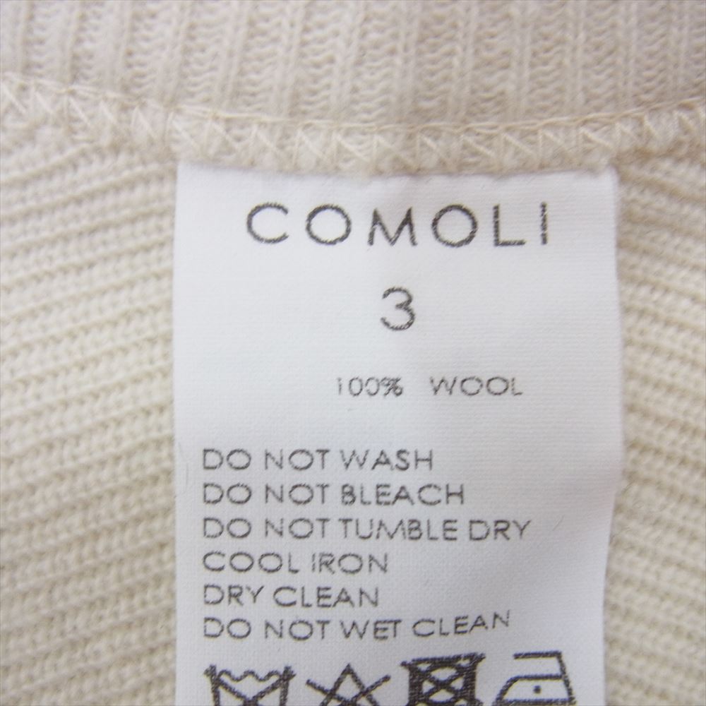COMOLI コモリ 22AW W03-05011 ウール フットボール 長袖 Tシャツ  オフホワイト系 3【中古】