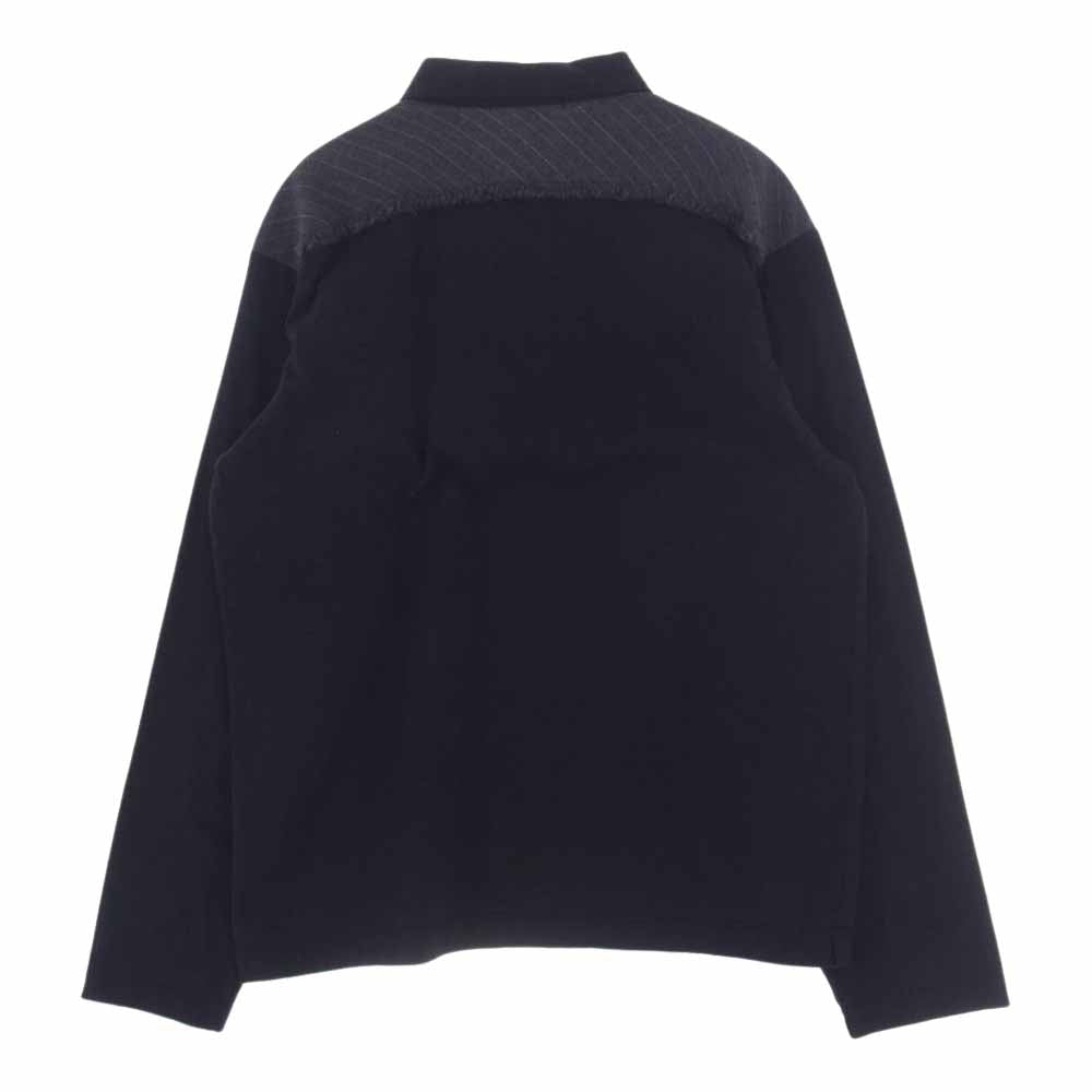 COMME des GARCONS HOMME コムデギャルソンオム AD2007 HT-T034 ヨーク切替 バイアスストライプ 長袖 ポロシャツ ブラック系 XS【中古】