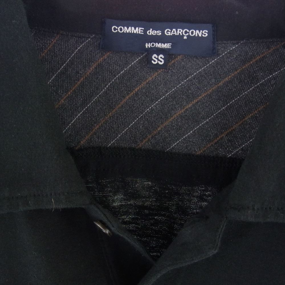 COMME des GARCONS HOMME コムデギャルソンオム AD2007 HT-T034 ヨーク切替 バイアスストライプ 長袖 ポロシャツ ブラック系 XS【中古】
