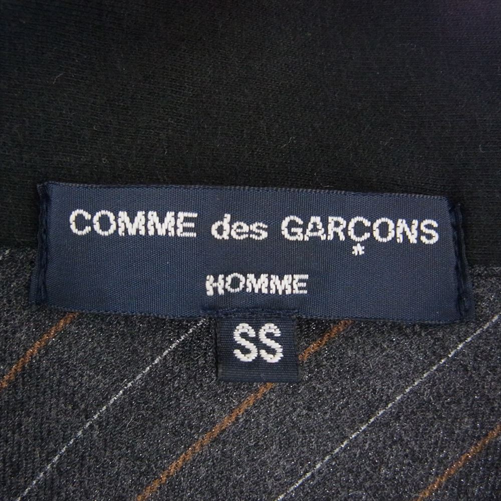 COMME des GARCONS HOMME コムデギャルソンオム AD2007 HT-T034 ヨーク切替 バイアスストライプ 長袖 ポロシャツ ブラック系 XS【中古】