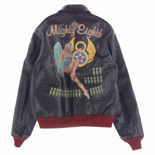 TOY'S McCOY トイズマッコイ TMJ2123 TYPE A-2 ROUGH WEAR CLOTHING " MIGHTY EIGHTH " ラフウェアクロージング レザー ホースハイド フライト ジャケット ダークブラウン系 color:151 40【新古品】【未使用】【中古】