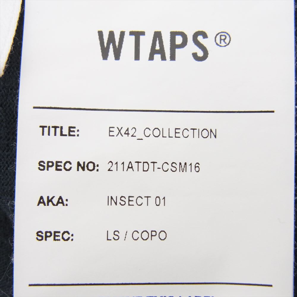 WTAPS ダブルタップス 21SS 211ATDT-CSM16 INSECT 01/LS/COPO インセクト ロゴ ポケット 長袖 Tシャツ ロングスリーブ ロンT ネイビー系 03【中古】