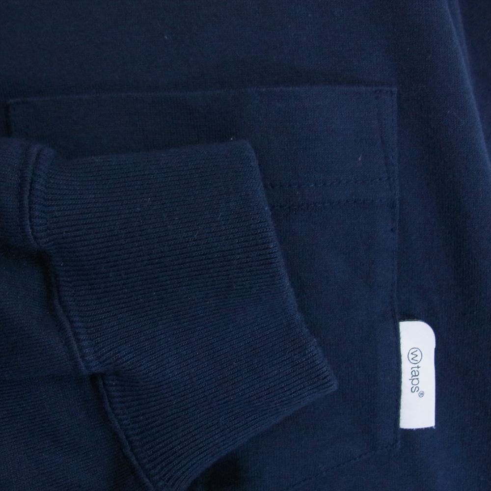 WTAPS ダブルタップス 21SS 211ATDT-CSM16 INSECT 01/LS/COPO インセクト ロゴ ポケット 長袖 Tシャツ ロングスリーブ ロンT ネイビー系 03【中古】