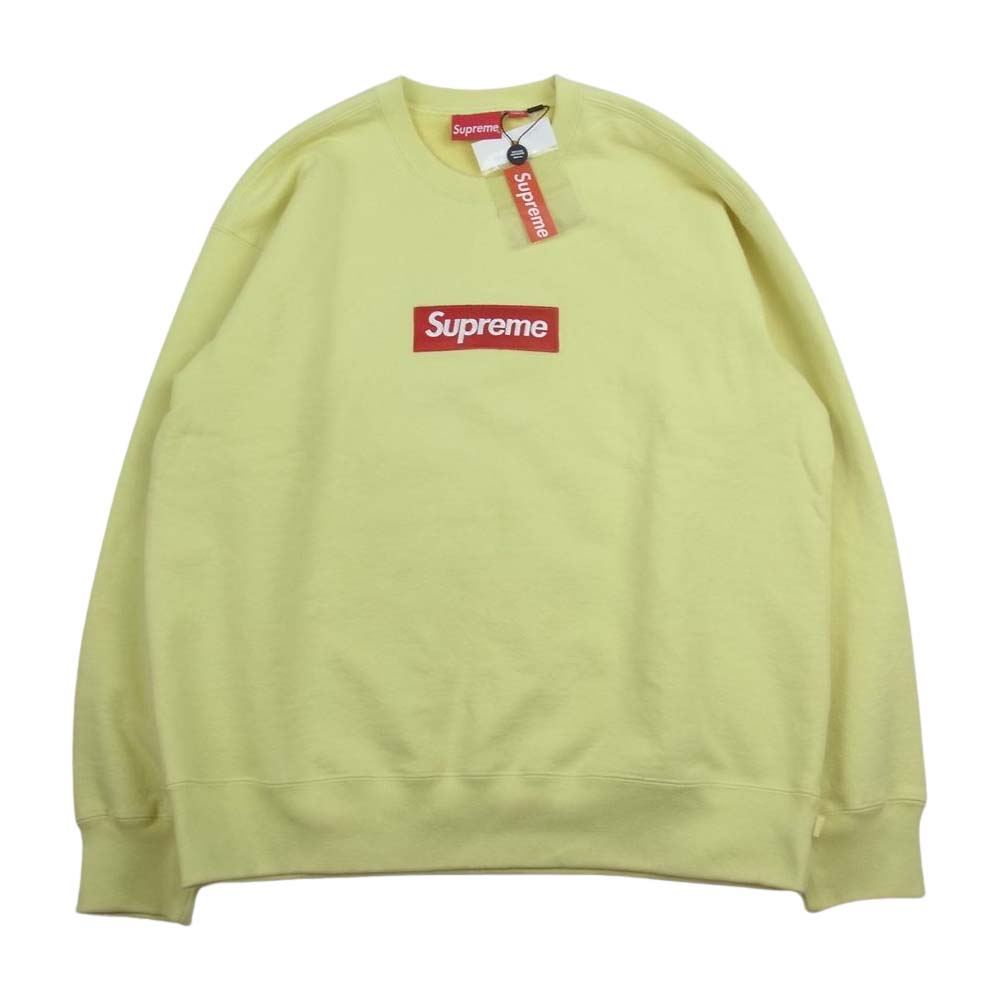 Supreme シュプリーム 22AW Box Logo Crewneck Pale Yellow ボックスロゴ クルーネック スウェット ペールイエロー イエロー系 L【美品】【中古】