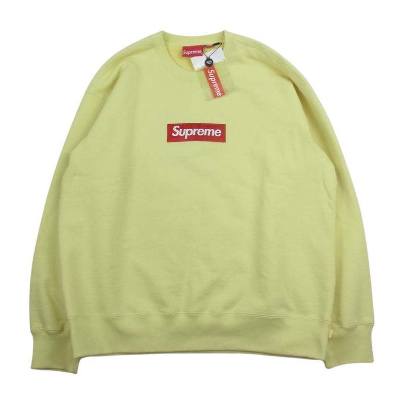 Supreme シュプリーム 22AW Box Logo Crewneck Pale Yellow ボックスロゴ クルーネック スウェット ペールイエロー イエロー系 L【美品】【中古】