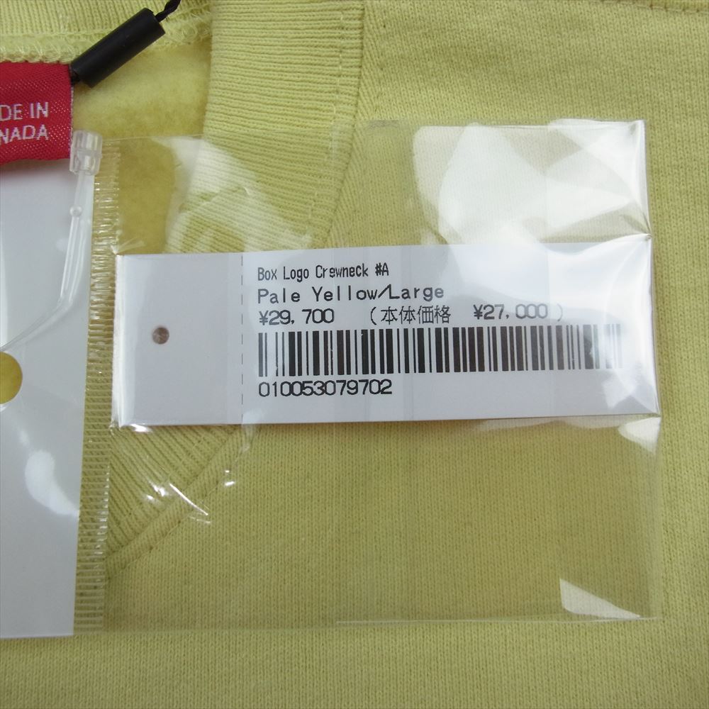 Supreme シュプリーム 22AW Box Logo Crewneck Pale Yellow ボックスロゴ クルーネック スウェット ペールイエロー イエロー系 L【美品】【中古】