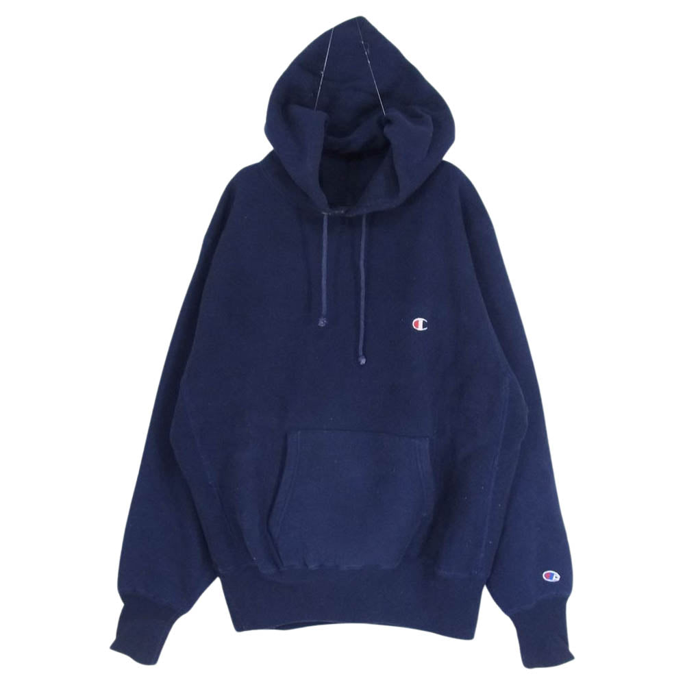 Champion チャンピオン ヴィンテージ 90s USA製 刺繍タグ 目有 リバースウィーブ スウェット パーカー ネイビー系 M【中古】