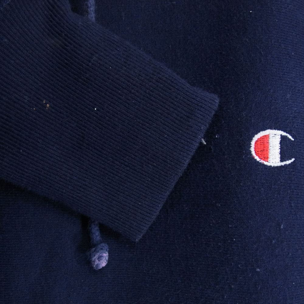 Champion チャンピオン ヴィンテージ 90s USA製 刺繍タグ 目有 リバースウィーブ スウェット パーカー ネイビー系 M【中古】