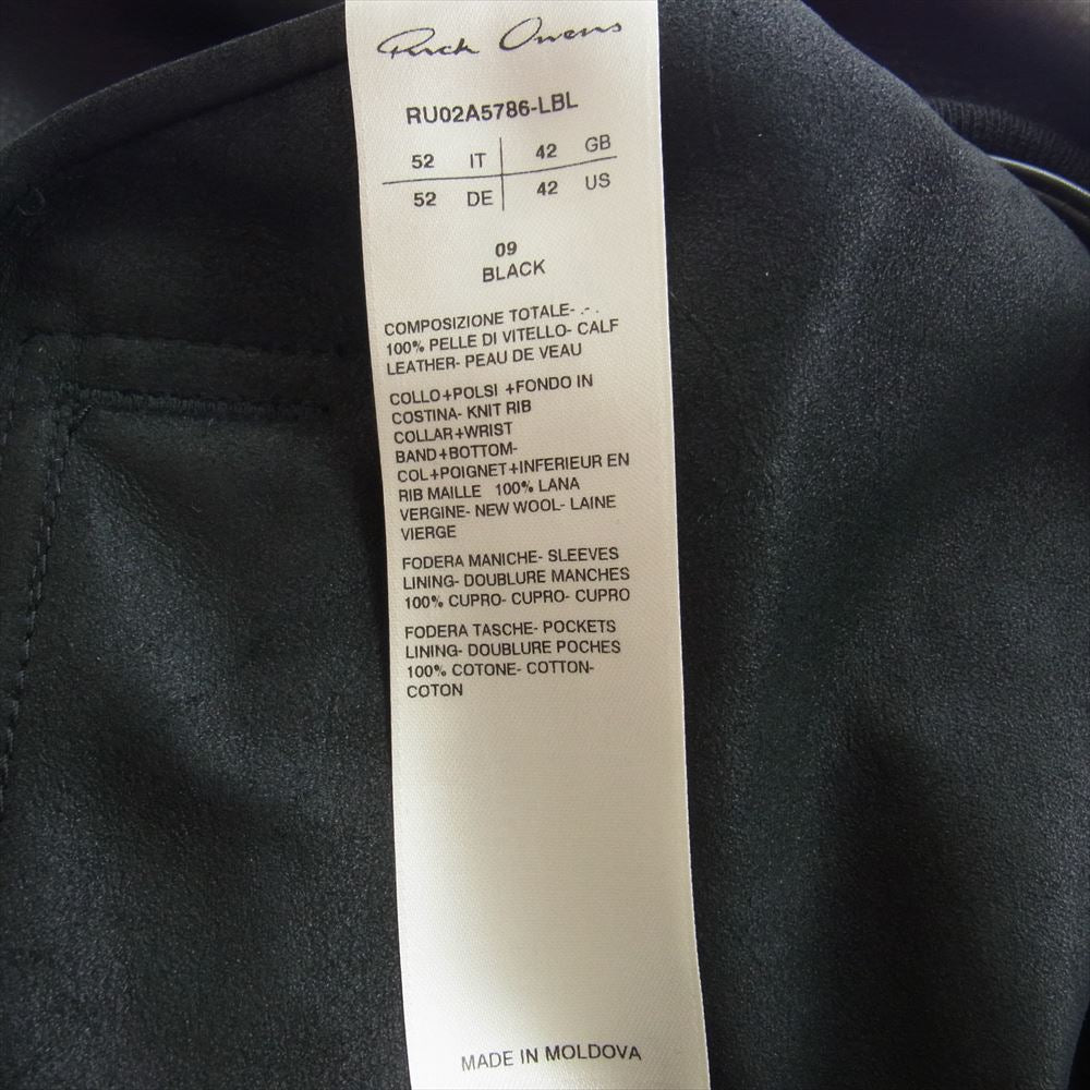 Rick Owens リックオウエンス 21AW 21FW RU02A5786-LBL GETHSEMAN期 CROPPED FLIGHT レザー クロップド フライト ボンバー ジャケット ブラック系 9【中古】