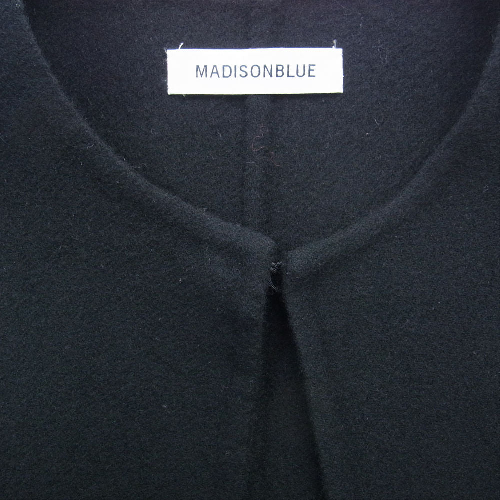 MADISON BLUE マディソンブルー MB999-2101 REVER SIDE SLIT CAPE COAT リバーサイド スリット ケープ ポンチョ ウール ジャケット ブラック系 02(M）【極上美品】【中古】