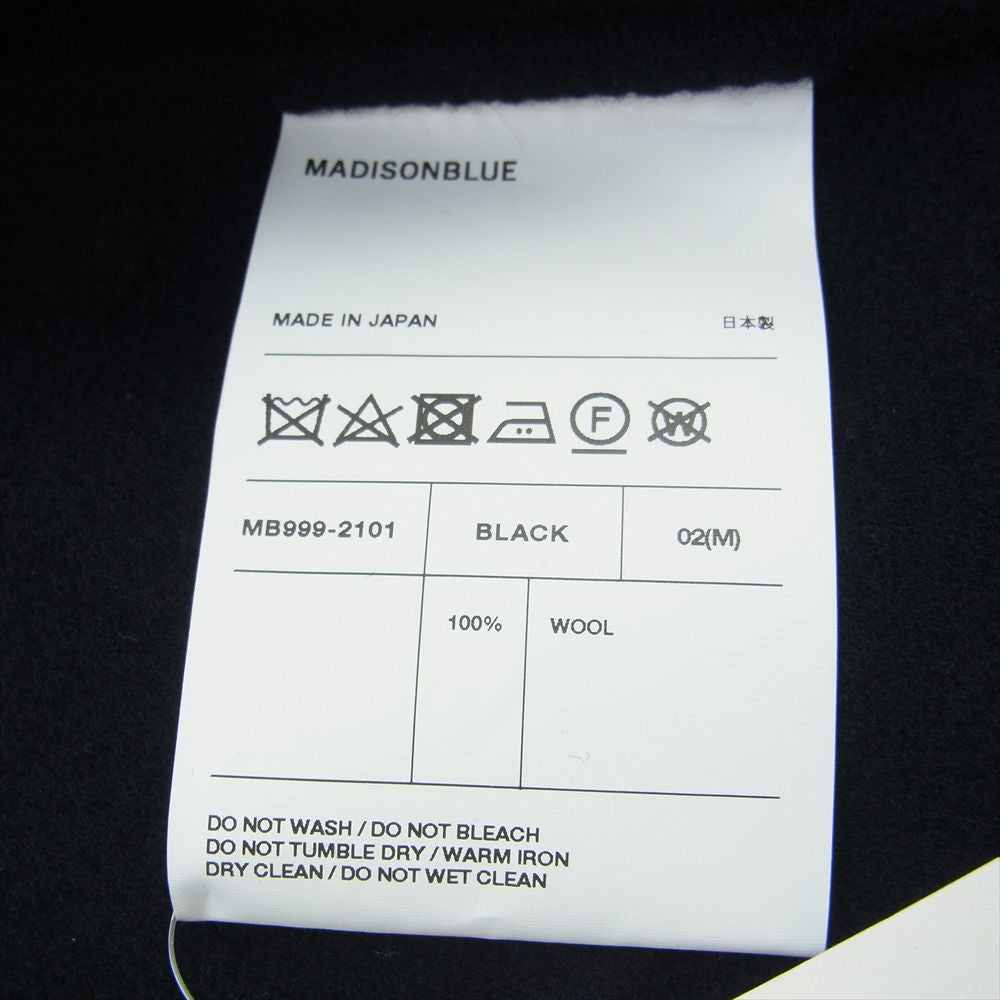 MADISON BLUE マディソンブルー MB999-2101 REVER SIDE SLIT CAPE COAT リバーサイド スリット ケープ ポンチョ ウール ジャケット ブラック系 02(M）【極上美品】【中古】