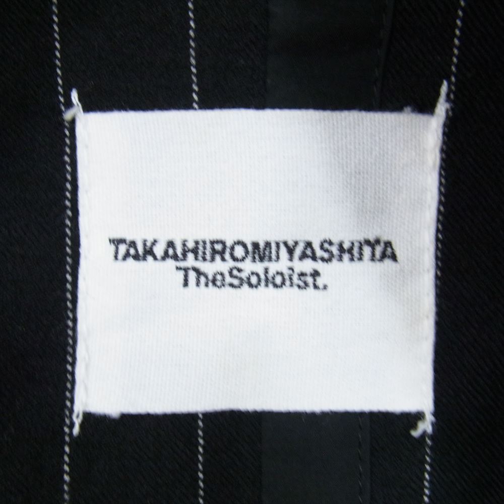 タカヒロ ミヤシタ ザ ソロイスト 15AW SJ-0022BAW15 ウール 裁ち切り ストライプ ダブル ピークドラペル ジャケット ブラック系 46【中古】