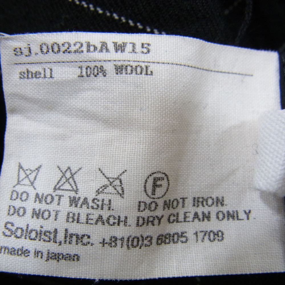 タカヒロ ミヤシタ ザ ソロイスト 15AW SJ-0022BAW15 ウール 裁ち切り ストライプ ダブル ピークドラペル ジャケット ブラック系 46【中古】