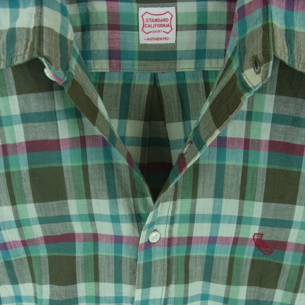 STANDARD CALIFORNIA スタンダードカリフォルニア SD Madras Check Button Down Shirt マドラス チェック ボタンダウン 長袖 シャツ グリーン系 M【極上美品】【中古】