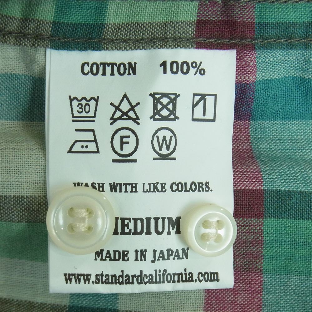 STANDARD CALIFORNIA スタンダードカリフォルニア SD Madras Check Button Down Shirt マドラス チェック ボタンダウン 長袖 シャツ グリーン系 M【極上美品】【中古】
