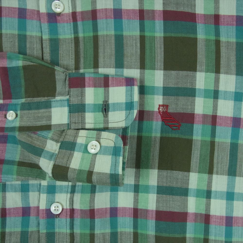 STANDARD CALIFORNIA スタンダードカリフォルニア SD Madras Check Button Down Shirt マドラス チェック ボタンダウン 長袖 シャツ グリーン系 M【極上美品】【中古】