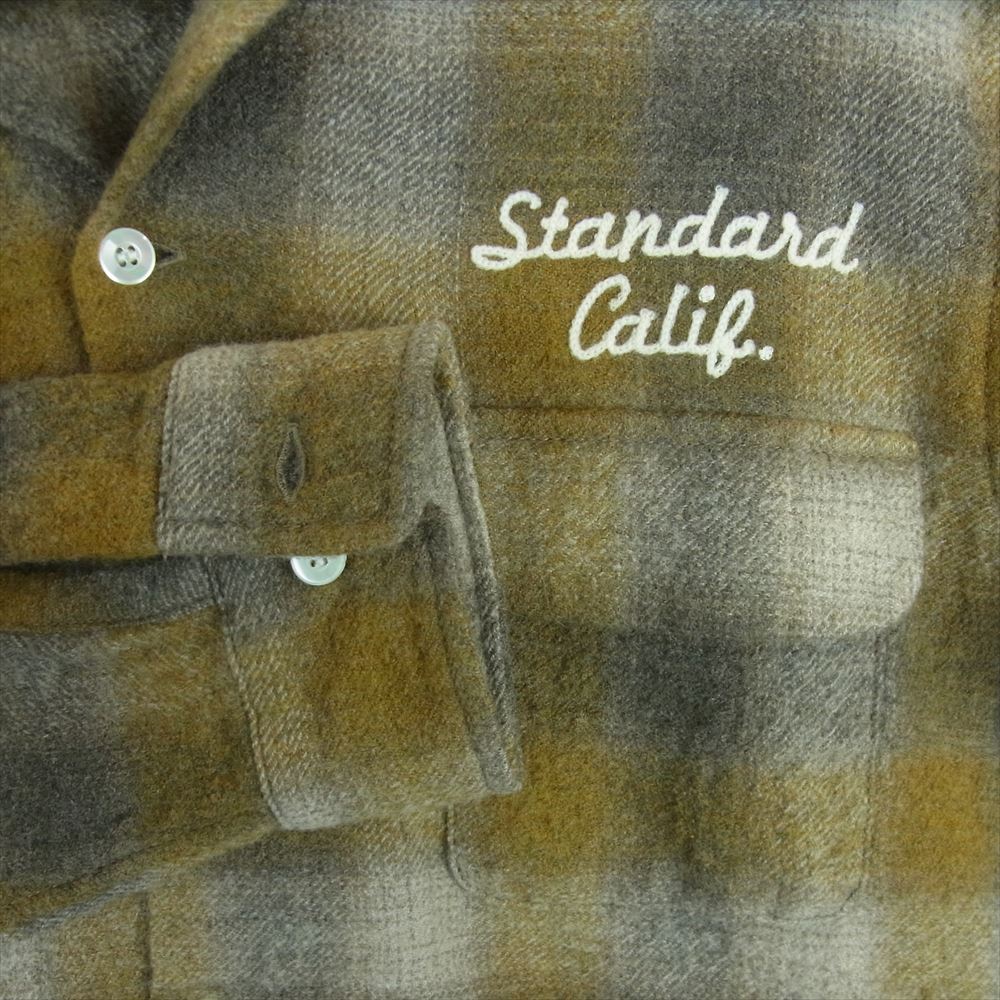 STANDARD CALIFORNIA スタンダードカリフォルニア SD WOOL CHECK SHIRT ウール チェック 長袖 シャツ グレー系 ブラウン系 M【新古品】【未使用】【中古】
