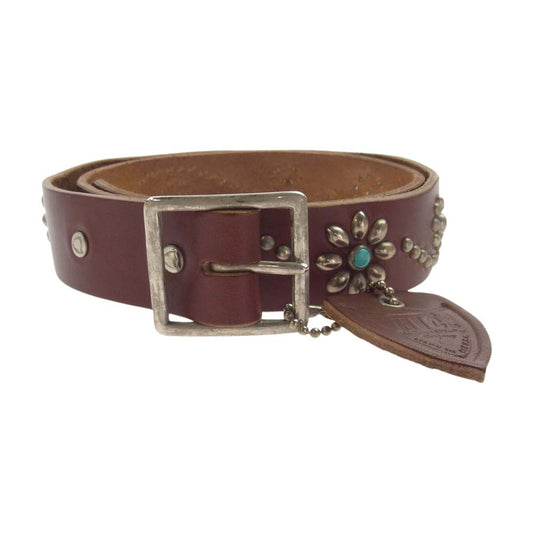 STANDARD CALIFORNIA スタンダードカリフォルニア HTC Belt  #125 1.25 Turquoise with End エイチ ティーシー スタッズ ベルト  ブラウン系【極上美品】【中古】