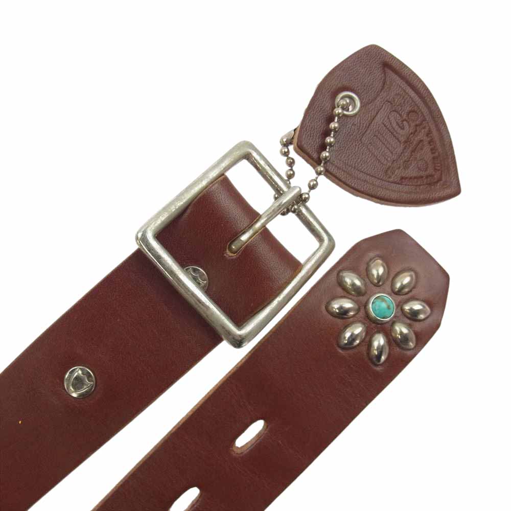 STANDARD CALIFORNIA スタンダードカリフォルニア HTC Belt  #125 1.25 Turquoise with End エイチ ティーシー スタッズ ベルト  ブラウン系【極上美品】【中古】