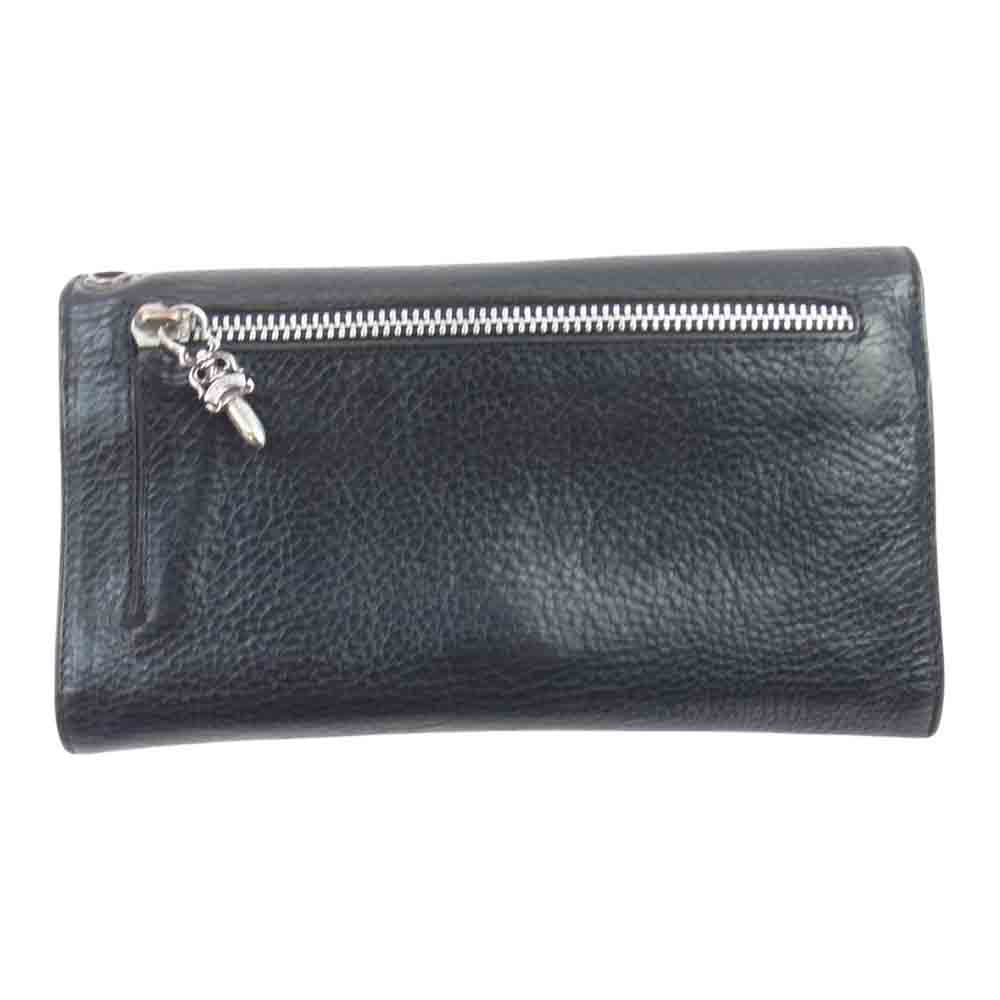 CHROME HEARTS クロムハーツ（原本有） WAVE CROSS BALL ウェーブ クロスボール レザー ウォレット ブラック系【中古】