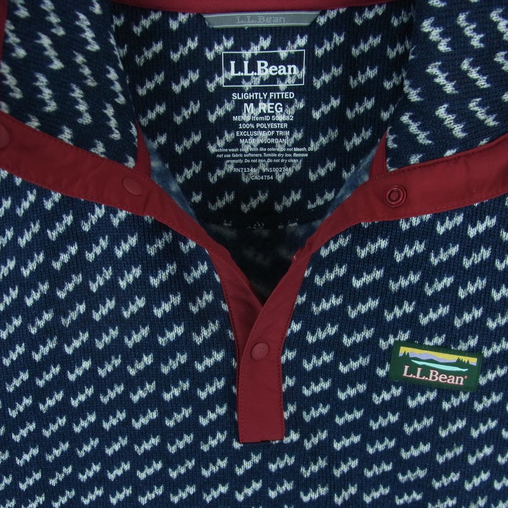 L.L.Bean エルエルビーン 500682 BEANS セーター フリース プルオーバー ジャケット ヨルダン製 ダークネイビー系 ホワイト系 M【新古品】【未使用】【中古】
