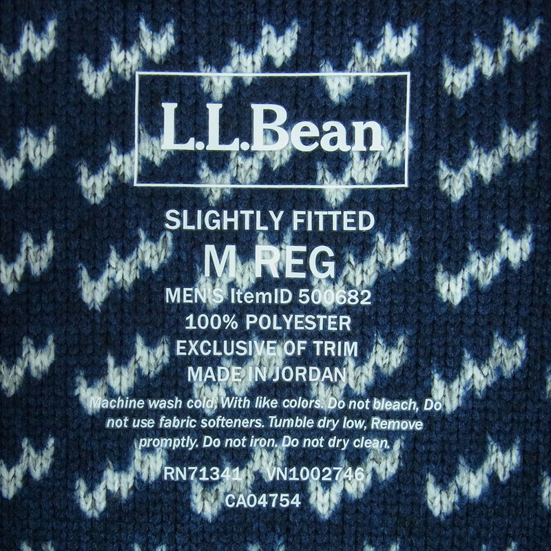 L.L.Bean エルエルビーン 500682 BEANS セーター フリース プルオーバー ジャケット ヨルダン製 ダークネイビー系 ホワイト系 M【新古品】【未使用】【中古】