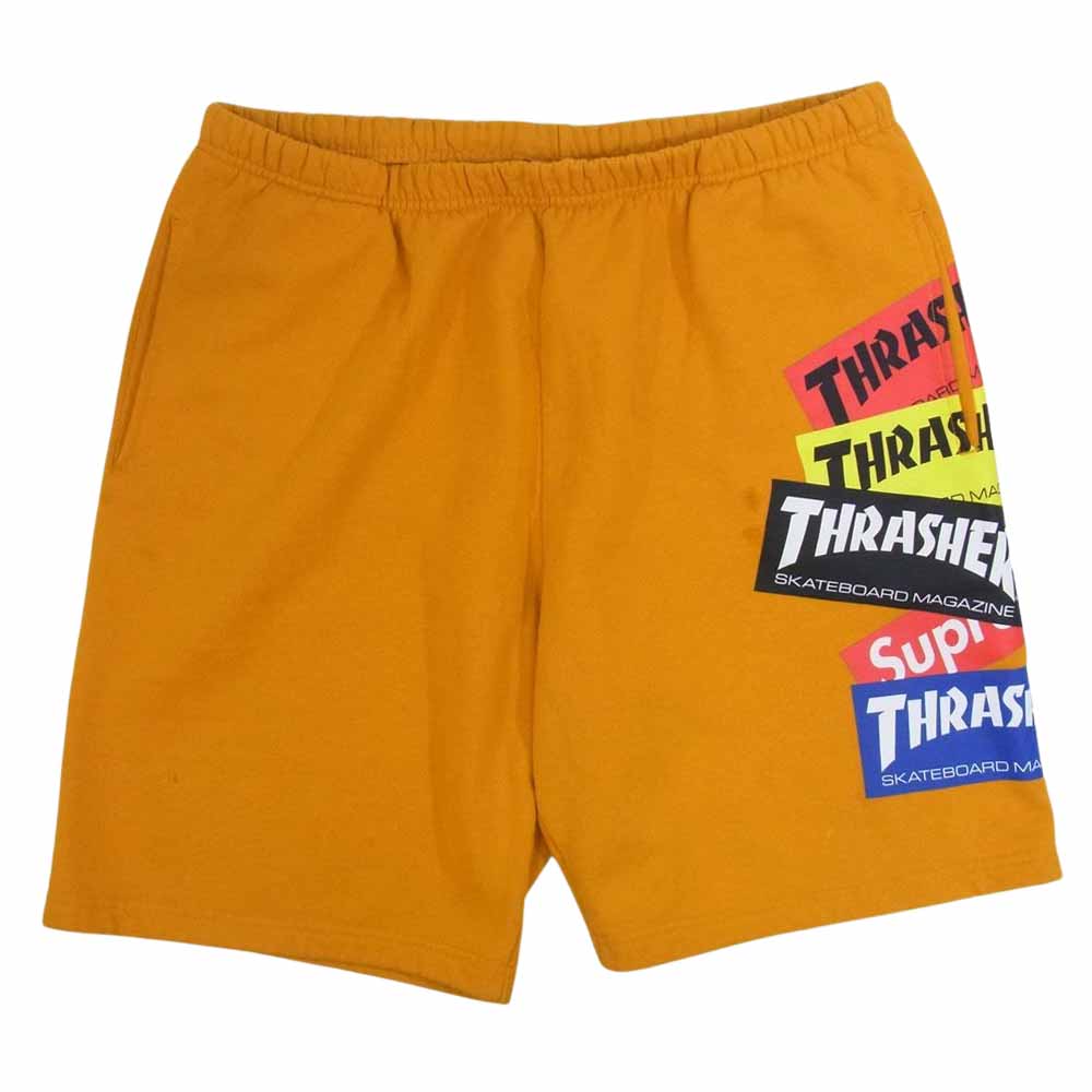 Supreme シュプリーム 21AW Thrasher Multi Logo Sweat Short スラッシャー マルチロゴ スウェット ショーツ オレンジ系 XL【中古】