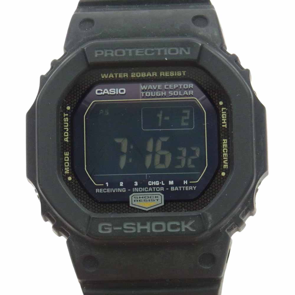 G-SHOCK ジーショック GW-5600CFJ-1JF 電波ソーラー ELバックライト ベルトカスタム リストウォッチ 腕時計 ブラック系 グリーン系【中古】