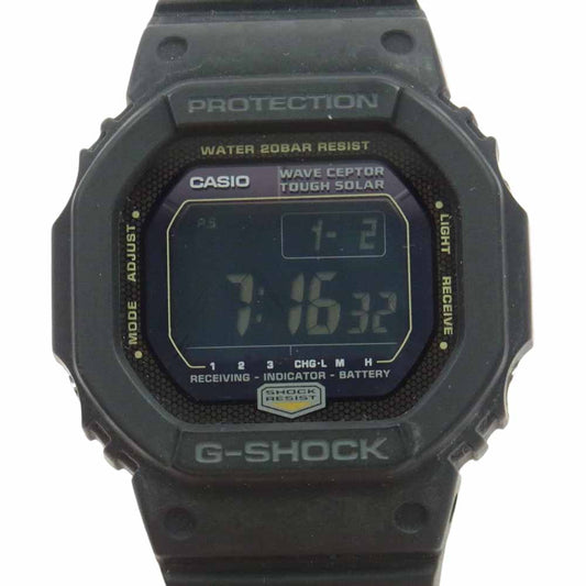 G-SHOCK ジーショック GW-5600CFJ-1JF 電波ソーラー ELバックライト ベルトカスタム リストウォッチ 腕時計 ブラック系 グリーン系【中古】