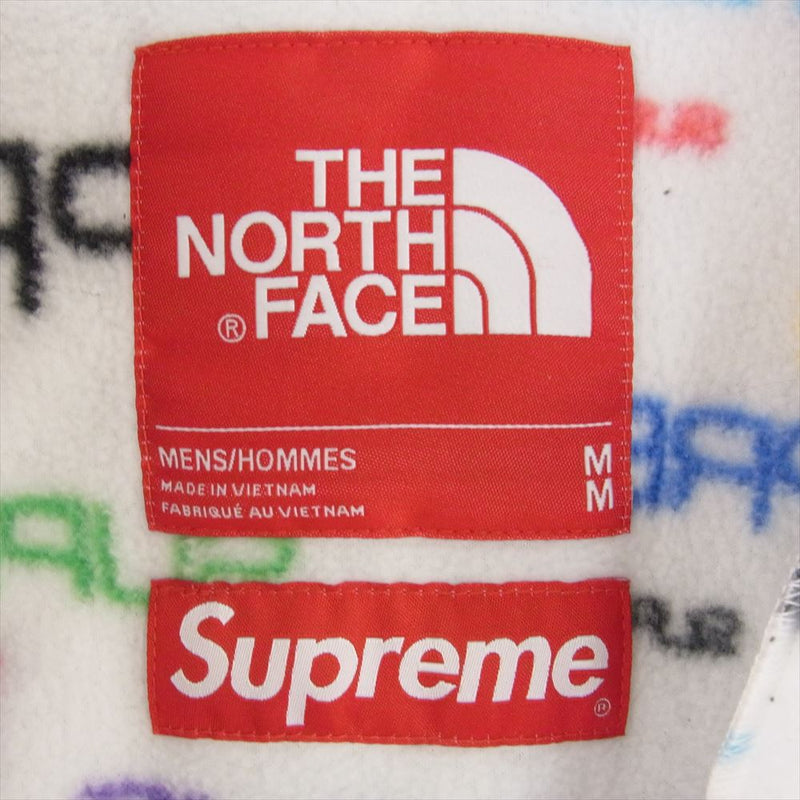 Supreme シュプリーム 21AW NA52101I × The North Face ノースフェイス 国内正規品 Steep Tech  Fleece Jacket ロゴ 総柄 フリース ジャケット ホワイト系 M【中古】