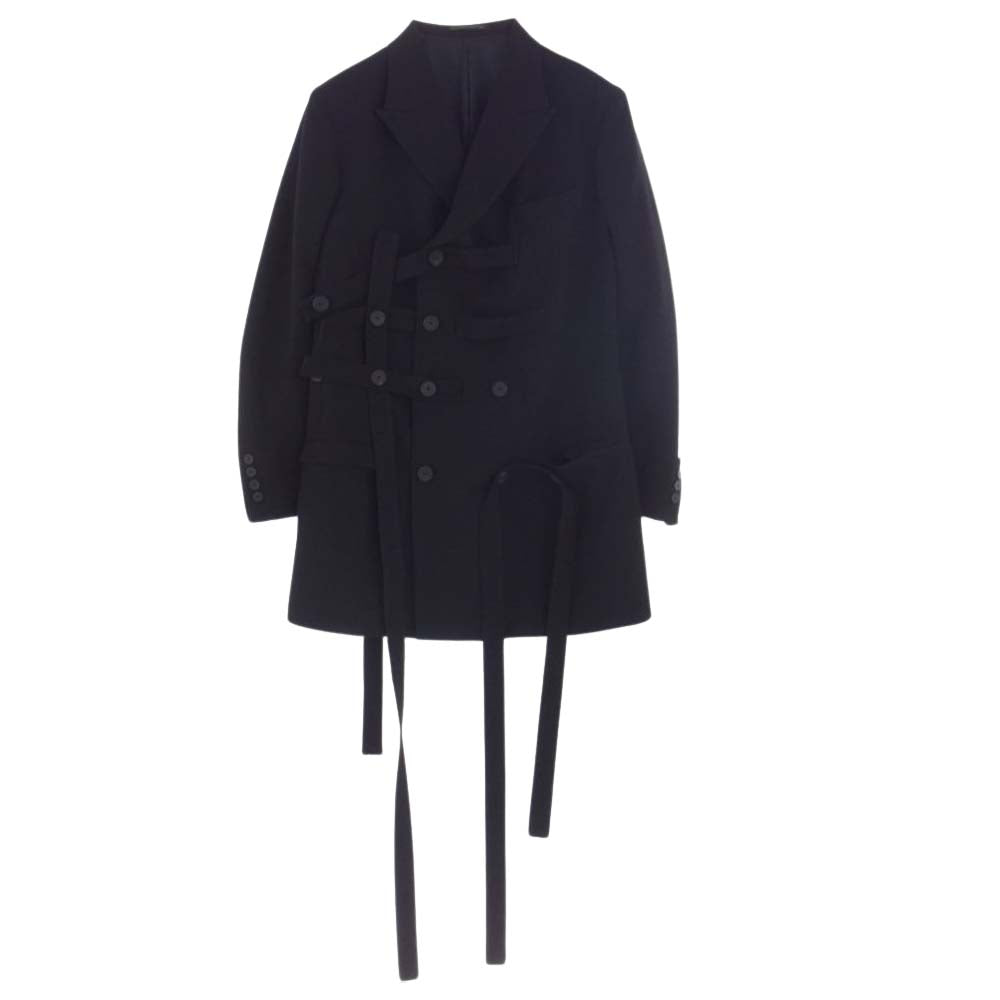 Yohji Yamamoto POUR HOMME ヨウジヤマモトプールオム 23AW LOOK10 HJ-J71-120 ARMY GABARDINE W-BELTED PANTSEAKED JACKET アーミーギャバジン ベルテッド ダブルブレスト ジャケット ブラック系【中古】