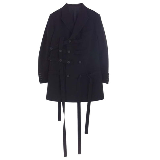 Yohji Yamamoto POUR HOMME ヨウジヤマモトプールオム 23AW LOOK10 HJ-J71-120 ARMY GABARDINE W-BELTED PANTSEAKED JACKET アーミーギャバジン ベルテッド ダブルブレスト ジャケット ブラック系【中古】
