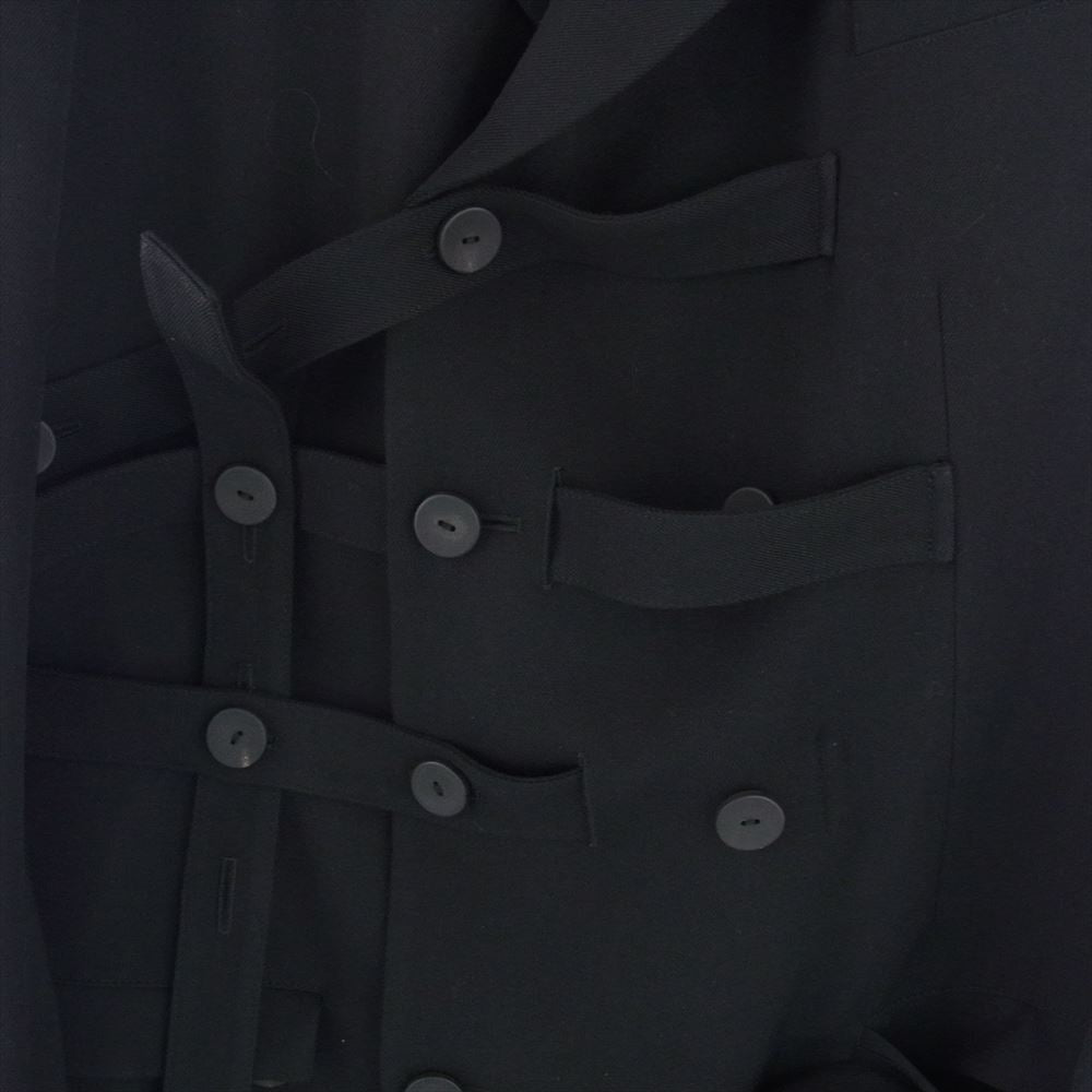 Yohji Yamamoto POUR HOMME ヨウジヤマモトプールオム 23AW LOOK10 HJ-J71-120 ARMY GABARDINE W-BELTED PANTSEAKED JACKET アーミーギャバジン ベルテッド ダブルブレスト ジャケット ブラック系【中古】