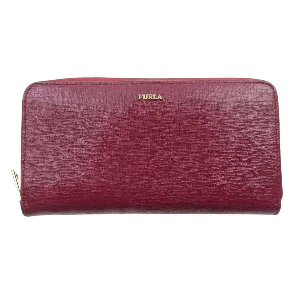Furla フルラ ラウンドジップ 長財布 ワインレッド系【中古】