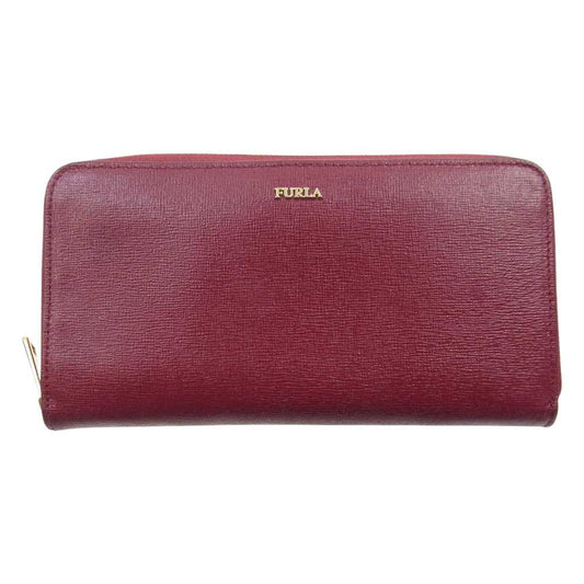 Furla フルラ ラウンドジップ 長財布 ワインレッド系【中古】