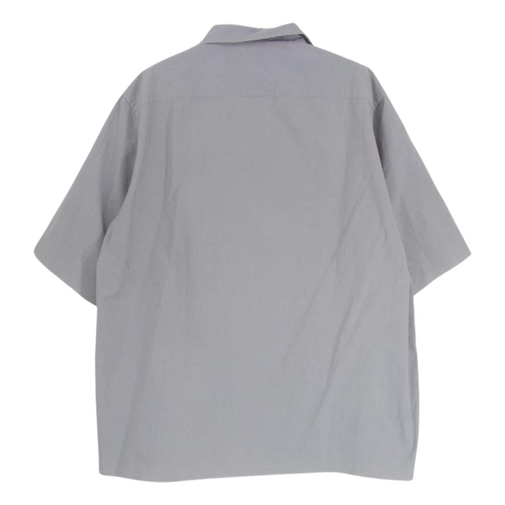 AURALEE オーラリー 17SS A7SS02WC SELVEDGE WEATHER CLOTH OPEN COLLARED ストライプ オープンカラー シャツ グレー系 3【中古】