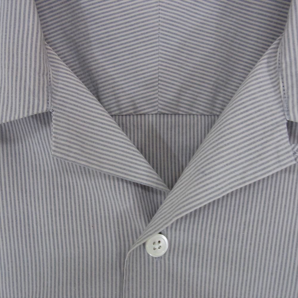 AURALEE オーラリー 17SS A7SS02WC SELVEDGE WEATHER CLOTH OPEN COLLARED ストライプ オープンカラー シャツ グレー系 3【中古】